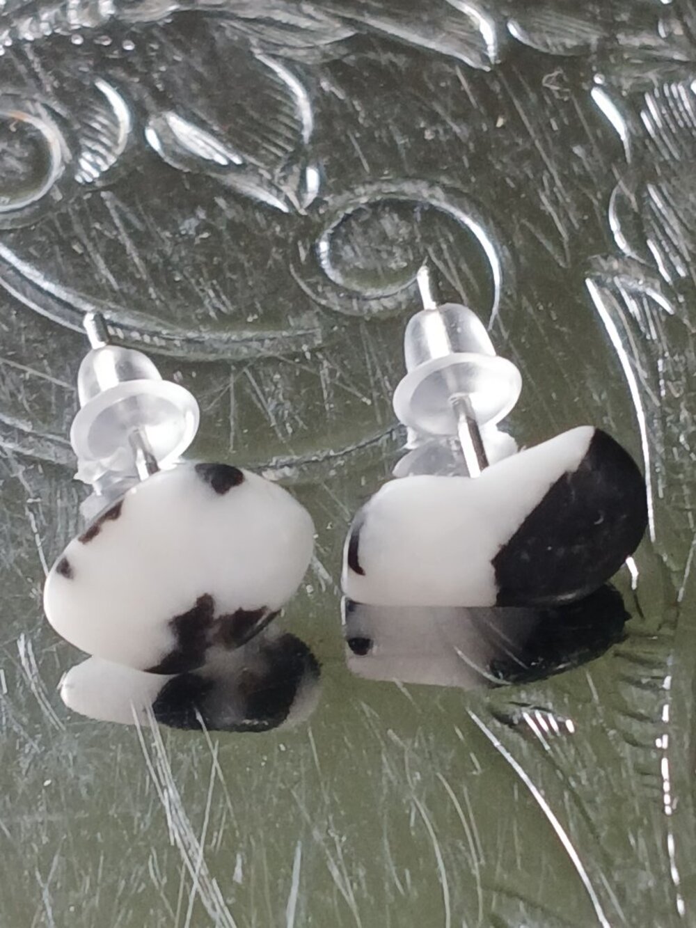 Zebra Jasper Crystal Chip Hypoallergenic Stud Earrings